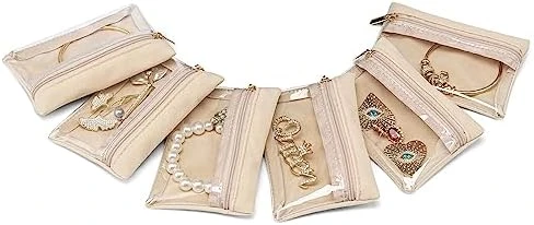 Vlando Small Jewelry Box Organizer,Travel Jewelry Storage With 6 Velvet Jewelry Zipper Pockets,Premium Petal Hardware Jewelry Case For Women Girls Gift (white) 7 Vlando Small Jewelry Box Organizer,Travel Jewelry Storage With 6 Velvet Jewelry Zipper Pockets,Premium Petal Hardware Jewelry Case For Women Girls Gift (white) - Image 7