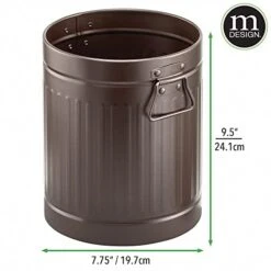 MDesign Steel Metal 2 Gallon/7 Liter Trash Can Wastebasket, Garbage Bin With Handles For Bathroom, Kitchen, Bedroom, Office - Holds Trash, Waste, Garbage, Recycling - Bronze 12 MDesign Steel Metal 2 Gallon/7 Liter Trash Can Wastebasket, Garbage Bin With Handles For Bathroom, Kitchen, Bedroom, Office - Holds Trash, Waste, Garbage, Recycling - Bronze -Songmics Furniture Shop 41guoMsSMuL