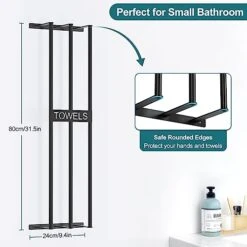 Towel Racks For Bathroom Wall Mounted, 3 Bar Towel Storage For Small Bathroom, 31.5in Bath Towel Holder For Rolled Towels, Metal Towel Organizer For Folded Large Towel Washcloths, Black -Songmics Furniture Shop 41gv9YI0XwL