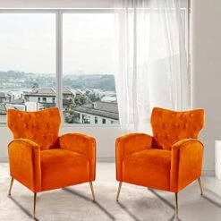 Sucrever Green Accent Chairs Set Of 2 With Armrests/Pillow, Upholstered Wingback Chair, Comfy Tufted Easy Stylish Velvet Accent Chair Set Of 2 For Bedroom Living Room Club And Fireplace 24 Sucrever Green Accent Chairs Set Of 2 With Armrests/Pillow, Upholstered Wingback Chair, Comfy Tufted Easy Stylish Velvet Accent Chair Set Of 2 For Bedroom Living Room Club And Fireplace -Songmics Furniture Shop 41gzpY6KozL. AC