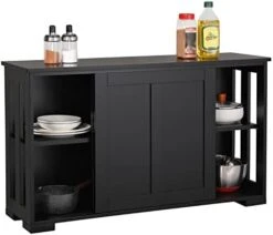 Yaheetech Storage Cabinet Buffet Cabinet Sideboard Buffet With Sliding Door And Adjustable Shelf, Stackable Cabinets Wooden Console Table For Living Room, Kitchen, Dining Room, Hallway, Black 11 Yaheetech Storage Cabinet Buffet Cabinet Sideboard Buffet With Sliding Door And Adjustable Shelf, Stackable Cabinets Wooden Console Table For Living Room, Kitchen, Dining Room, Hallway, Black -Songmics Furniture Shop 41h1R8DQOUL. AC