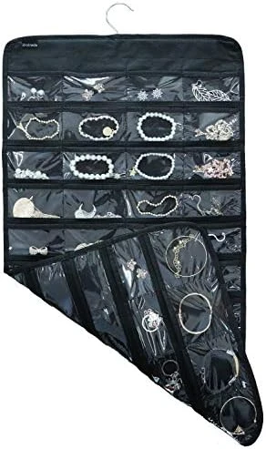 TabEnter Double-Sided Jewelry Hanging Organizer Display Hanger Small Tools Holder With 80 Clear Pockets (Black) 5 TabEnter Double-Sided Jewelry Hanging Organizer Display Hanger Small Tools Holder With 80 Clear Pockets (Black) - Image 5