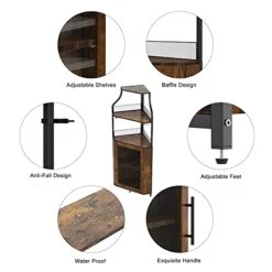 Alkmaar Corner Wine Cabinets, Bar Cabinets With Glass Shelves, Sideboards And Buffet Cabinets With Shelves, With Anti-Tipping Device (Rustic Brown) 9 Alkmaar Corner Wine Cabinets, Bar Cabinets With Glass Shelves, Sideboards And Buffet Cabinets With Shelves, With Anti-Tipping Device (Rustic Brown) -Songmics Furniture Shop 41h2QwgL9DL