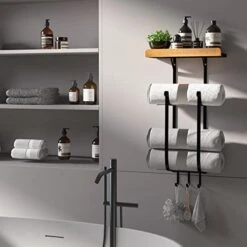 SODUKU Towel Racks For Bathroom Wall Mounted 3 Tier Metal Bath Towel Holder Modern Towel Storage Rack Hand Towel Holder Towel Organizer Or Towel Shelf For Bathroom (Black) 6 SODUKU Towel Racks For Bathroom Wall Mounted 3 Tier Metal Bath Towel Holder Modern Towel Storage Rack Hand Towel Holder Towel Organizer Or Towel Shelf For Bathroom (Black) -Songmics Furniture Shop 41h497FUewL