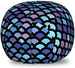 Lunarable Mermaid Scale Storage Toy Bag Chair, Continuous Japanese Circular Pattern Overlap Rounds In Aqua Color Palette, Stuffed Animal Organizer Washable Bag, Small Size, Blue Purple -Songmics Furniture Shop 41hCidqC7NL. AC