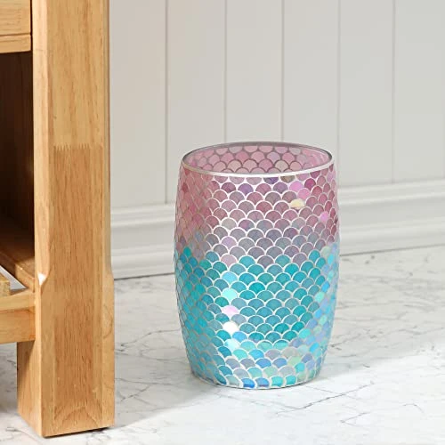 Motifeur Bathroom Wastebasket - Glass Decorative Trash Can (Mermaid)… 1 Motifeur Bathroom Wastebasket - Glass Decorative Trash Can (Mermaid)…