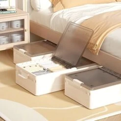 SIRIRIC Under Bed Storage Containers, 3 Packs Underbed Shoes Closet Storage With Clear Window, 6.89'' High Closet Organizers And Storage For Bedroom Clothes Shoes Blankets, Shoe Organizer Under Bed -Songmics Furniture Shop 41hHJ8OhQqL. AC