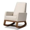 Baxton Studio Yashiya Mid Century Retro Modern Fabric Upholstered Rocking Chair, Light Beige