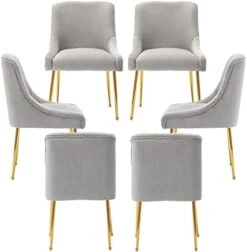 ZHENGHAO Velvet Dining Chairs Set Of 6, Modern Accent Kitchen Chairs With Gold Legs Upholstered Guest Chairs For Living Room/Kitchen/Restaurant, White 19 ZHENGHAO Velvet Dining Chairs Set Of 6, Modern Accent Kitchen Chairs With Gold Legs Upholstered Guest Chairs For Living Room/Kitchen/Restaurant, White -Songmics Furniture Shop 41hLVa8xtvL. AC