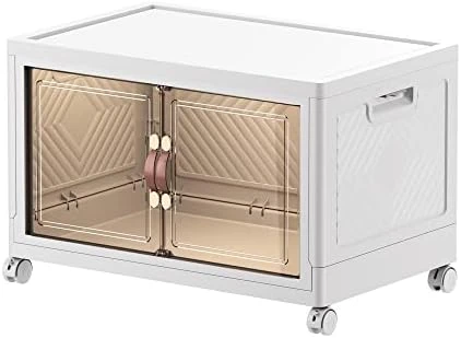 FODISU Stackable Storage Bins With Doors Collapsible Organizers And Storage, 19 Gallon Plastic Storage Bins, 3 Pack Folding Storage Cabinet, Clear Storage Containers With Wheels For Closet Organizer 10 FODISU Stackable Storage Bins With Doors Collapsible Organizers And Storage, 19 Gallon Plastic Storage Bins, 3 Pack Folding Storage Cabinet, Clear Storage Containers With Wheels For Closet Organizer - Image 10