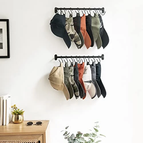 Dahey Hat Rack For Wall Baseball Hat Organizer Hanger Caps Holder With 20 Clips/Hooks For Closet Door Bedroom Entryway Laundry 2 Dahey Hat Rack For Wall Baseball Hat Organizer Hanger Caps Holder With 20 Clips/Hooks For Closet Door Bedroom Entryway Laundry - Image 2