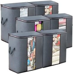 Toresper 6Pcs Closet Organization And Storage,Large Capacity Toy Storage With Reinforced Handles,Foldable Storage Bags With Clear Window For Clothes Pillow Blankets Bedding -Songmics Furniture Shop 41hRZG65o3L. AC