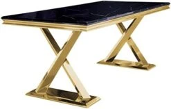 ACEDÉCOR Dining Table, 72" Rectangular Dining Room Table For 6, Grey Top And Polished Silver X-Base -Songmics Furniture Shop 41hSFfx0slL. AC