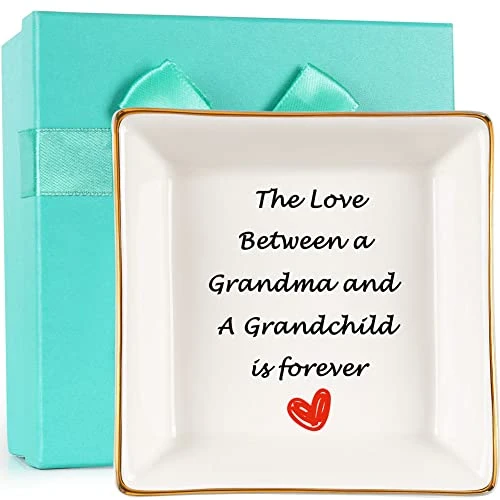 AREOK Gifts For Grandma Gifts From Grandchildren Granddaughter Grandkids - Happy Best Grandma Grandmother Birthday Gifts Ideas From Grandson Unique, Jewelry Ring Trinket Dish Tray 1 AREOK Gifts For Grandma Gifts From Grandchildren Granddaughter Grandkids - Happy Best Grandma Grandmother Birthday Gifts Ideas From Grandson Unique, Jewelry Ring Trinket Dish Tray