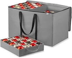 ZOBER Premium Large Carrying Christmas Ornament Storage Box With Clear Lid, 3" Compartment, Contains 10 Trays, Keeps 200 Holiday Ornaments & Xmas Accessories, Tear Proof Made Of 600D Oxford Fabric -Songmics Furniture Shop 41hc4SoRuGL. AC