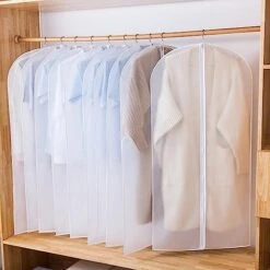 AIDBUCKS Garment Bags 6 Pieces Clothes Covers Protecting Dusts Lightweight Clear Full Zipper Suit Bags Long-Term Storage Jacket Coat Dress, White, 24x48" -Songmics Furniture Shop 41hdIwUL6TL