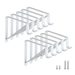 HOME MASTER HARDWARE Heavy Duty Closet Shelf & Rod Brackets, Wall Mounted Closet Shelves Bracket With Rod Shelving Support, White With Screws 10-Pack