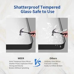 WEER 22X30 Inch Black Metal Framed Bathroom Mirror, Matte Black Bathroom Vanity Mirror, Rectangular Black Wall Mirror For Bathroom, Tempered Glass, Rounded Corner, Hangs Horizontal Or Vertical -Songmics Furniture Shop 41he9M6KznL