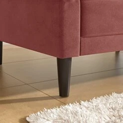 HONBAY Convertible Futon Bed Velvet Sleeper Sofa Tufted Couch Bed With Adjustable Armrests For Apartment, Pink -Songmics Furniture Shop 41heGYNSFRL