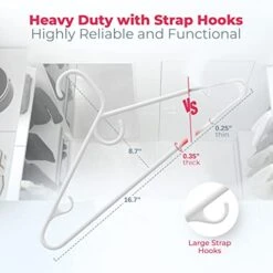Neaties Heavy Duty Plastic Hangers Bulk Strap Hooks (12 To 72 Pack Available Or Hangers 36 Pack) Strong Clothes Hangers Bulk | Coat Hangers Plastic, Hangers Heavy Duty, Plastic Hanger (White 36 Pack)