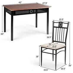 Tangkula 5 Pieces Dining Table And Chairs Set, Vintage Retro Wood Top Metal Frame Padded Seat Dining Table Set Home Kitchen Dining Room Furniture 12 Tangkula 5 Pieces Dining Table And Chairs Set, Vintage Retro Wood Top Metal Frame Padded Seat Dining Table Set Home Kitchen Dining Room Furniture -Songmics Furniture Shop 41hhAa98EfL