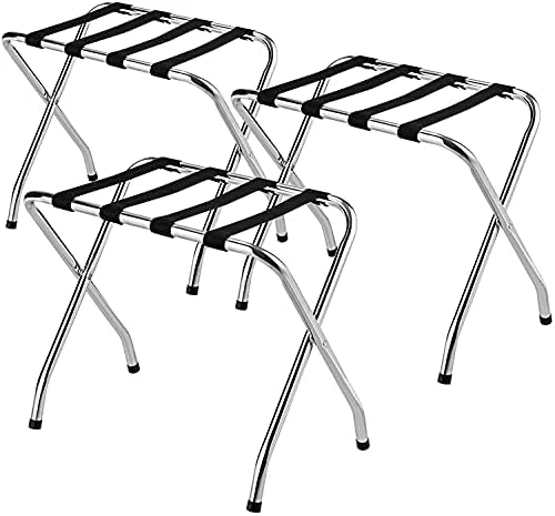 BETTARY Chrome Luggage Rack For Guest Room, Folding Metal Bag Suitcase Holder With Nylon Straps, Luggage Stand Ideal For Home Bedroom Guest Room Hotel, No Assembly Required (1) 7 BETTARY Chrome Luggage Rack For Guest Room, Folding Metal Bag Suitcase Holder With Nylon Straps, Luggage Stand Ideal For Home Bedroom Guest Room Hotel, No Assembly Required (1) - Image 7