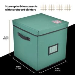Holiday Cheer Premium Christmas Ornament Storage With 4 Tray – Christmas Storage Container With Dividers Perfect For Holiday Decorations - Fits 64 Holiday Ornaments - Tear-Proof Fabric (Green) -Songmics Furniture Shop 41hsDuGoQGL