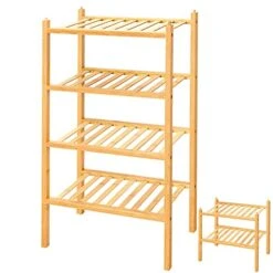 OYREL 4 Tier ,100% Natural Bamboo Wooden ,Stackable ,Narrow Shoe Rack Organizer,Entryway Shoe Rack,Small Shoe Rack Wood, For Closets,Shoe Stand
