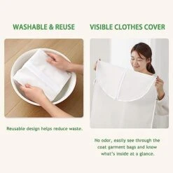 AIDBUCKS Garment Bags 6 Pieces Clothes Covers Protecting Dusts Lightweight Clear Full Zipper Suit Bags Long-Term Storage Jacket Coat Dress, White, 24x48" -Songmics Furniture Shop 41hwLVLZhhL