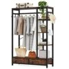 LITTLE TREE Free-standing Closet Organizer, 79" Coat Rack With 2 Drawers, Hall Tree With Hooks And Shelves, Industrial Garment Rack For Entryway, Bedroom, Living Room