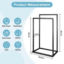 Towel Racks For Bathroom, 2 Tier Free Standing Stainless Steel Towel Rack Stand For Bath Towel, Blanket Rack, Matt Black, DECLUTTR -Songmics Furniture Shop 41i0dqUcPUL