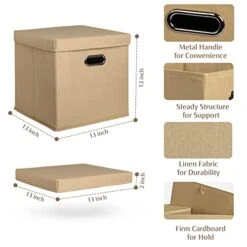 XYXYLY 2 Pack Foldable Cubes Storage Bins With Lids 12.6 * 12.6 * 12.6" Collapsible Fabric Cubbies Storage Baskets For Shelf Closet Organizer Home Bedroom Office Nursery 12 XYXYLY 2 Pack Foldable Cubes Storage Bins With Lids 12.6 * 12.6 * 12.6" Collapsible Fabric Cubbies Storage Baskets For Shelf Closet Organizer Home Bedroom Office Nursery -Songmics Furniture Shop 41i0sMh0v6L