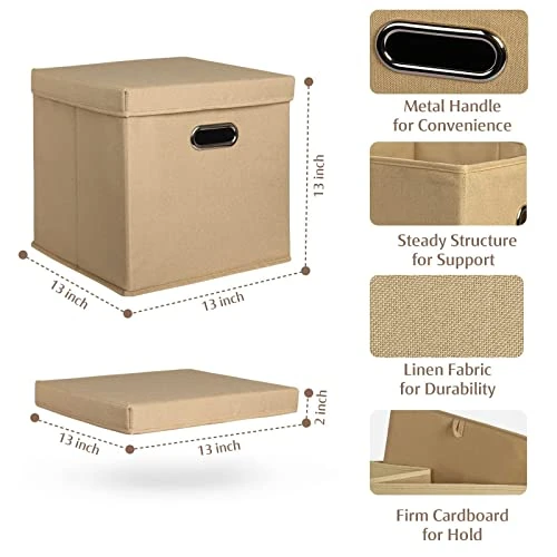 XYXYLY 2 Pack Foldable Cubes Storage Bins With Lids 12.6 * 12.6 * 12.6" Collapsible Fabric Cubbies Storage Baskets For Shelf Closet Organizer Home Bedroom Office Nursery 4 XYXYLY 2 Pack Foldable Cubes Storage Bins With Lids 12.6 * 12.6 * 12.6" Collapsible Fabric Cubbies Storage Baskets For Shelf Closet Organizer Home Bedroom Office Nursery - Image 4