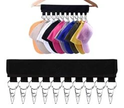 GUAGLL Caps Organizer Hanger With 10 Clips, Baseball Cap Holder Clips To Cap Organizer Hanger For Hat Rack Holder