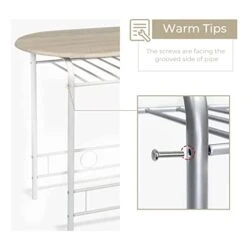 Bonnlo 3 Piece Dining Set, Small Kitchen Table Set For 2, Breakfast Table Set, Kitchen Small Table And Chairs For Small Space/Dining Room/Apartment, Metal Frame, Wine Rack, White&Light Oak -Songmics Furniture Shop 41iJk7owVkL