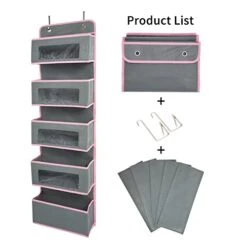 Vercord Door Hanging Organizer Storage Wall Mount Organization Foldable Hanging Shelves Kids Toy 5 Pocket 4 Clear Window With Metal Hook Grey 11 Vercord Door Hanging Organizer Storage Wall Mount Organization Foldable Hanging Shelves Kids Toy 5 Pocket 4 Clear Window With Metal Hook Grey -Songmics Furniture Shop 41iL53GzUeL