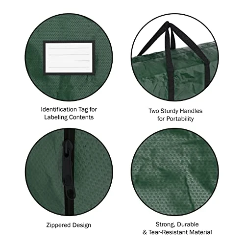 2-Piece Christmas Decorations Storage Set - Green Poly Waterproof Bags Hold Up To 17-Foot Disassembled Christmas Trees And Holiday Decor By Elf Stor 4 2-Piece Christmas Decorations Storage Set - Green Poly Waterproof Bags Hold Up To 17-Foot Disassembled Christmas Trees And Holiday Decor By Elf Stor - Image 4