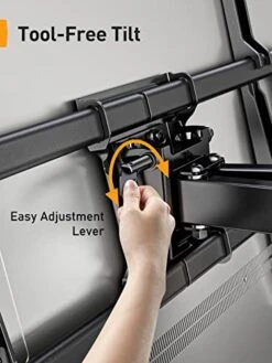 Perlegear UL Listed Full Motion TV Wall Mount For Most 37–82 Inch Flat Curved TVs Up To 110 Lbs, 12″/16″ Wood Studs, TV Mount Bracket With Articulating Arms, Swivel, Tool-Free Tilt, Max VESA 600x400mm -Songmics Furniture Shop 41iO1Gc2mcL