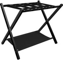 Fandature Folding Luggage Rack For Guest Room, Metal Foldable Suitcase Stand Holder With Metal Shelf For Bedroom, Black, 1pack -Songmics Furniture Shop 41iR1Z qd1L. AC