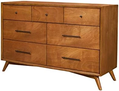 Alpine Furniture Flynn Mid Century Modern 7 Drawer Dresser, 56" W X 19" D X 36.5" H, Acorn 4 Alpine Furniture Flynn Mid Century Modern 7 Drawer Dresser, 56" W X 19" D X 36.5" H, Acorn - Image 4