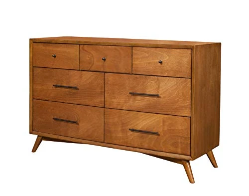 Alpine Furniture Flynn Mid Century Modern 7 Drawer Dresser, 56" W X 19" D X 36.5" H, Acorn 1 Alpine Furniture Flynn Mid Century Modern 7 Drawer Dresser, 56" W X 19" D X 36.5" H, Acorn