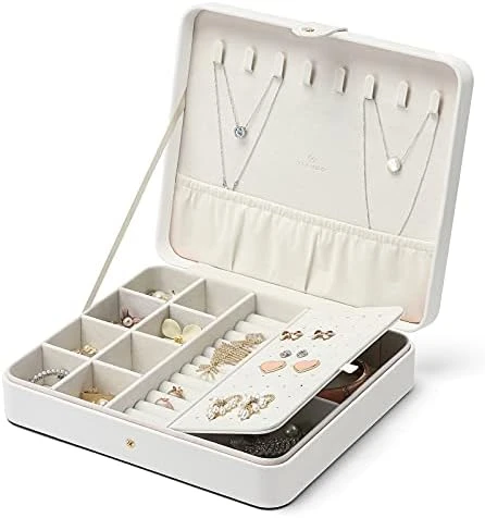 Vlando Travel Jewelry Case For Women - Portable Leather Jewelry Organizer Box For Necklace Earrings Ring Bracelet Small Size- Gifts For Teen, Girls, Moms And Daughters - Apricot White 6 Vlando Travel Jewelry Case For Women - Portable Leather Jewelry Organizer Box For Necklace Earrings Ring Bracelet Small Size- Gifts For Teen, Girls, Moms And Daughters - Apricot White - Image 6