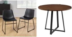 Walker Edison Douglas Urban Industrial Faux Leather Armless Dining Chairs, Set Of 2, Whiskey Brown -Songmics Furniture Shop 41iVie9FAzL. AC