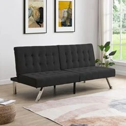 Pabby Yard Sofa Bed, Convertible Futon Sofa,Small Futon Couch With Wood Frame And Stainless Feet,Espresso -Songmics Furniture Shop 41iW7nYePxL. AC