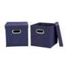 Household Essentials 33-1 Decorative Storage Cube Set With Removable Lids | Navy | 2-Pack