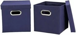 Household Essentials 33-1 Decorative Storage Cube Set With Removable Lids | Navy | 2-Pack -Songmics Furniture Shop 41ihp0gudZL. AC 1