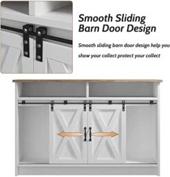 4ever2buy Coffee Bar Cabinet With Storage, Farmhouse Sideboard Buffet Cabinet With Sliding Barn Door, 52'' Kitchen Cabinet With Adjustable Shelves, White Coffee Bar Table For Living Dining Room -Songmics Furniture Shop 41ikYtwn7TL