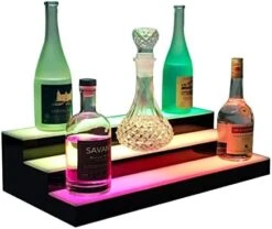 LED Lighted Liquor Bottle Display Shelf For Home Bar, App&Remote Control, 366 Light Model/Control Light Intensity/Transition Speed, 16 Inch 2 Step Lighted Bar Shelves, Bar Organizer For Liquor -Songmics Furniture Shop 41ikcQcOyfL. AC