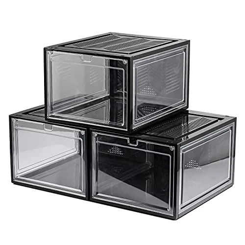 Starogegc Hat Organizer, 3Pack Clear Plastic Hat Storage With Magnetic Door, Stackable Hat Organizer Baseball Cap, Baseball Hat Storage, Hat Case, Cap Storage(X-Large)-Black&Clear 2 Starogegc Hat Organizer, 3Pack Clear Plastic Hat Storage With Magnetic Door, Stackable Hat Organizer Baseball Cap, Baseball Hat Storage, Hat Case, Cap Storage(X-Large)-Black&Clear - Image 2