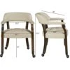 Set Of 4 Dining Chair With Casters, Leather Chair With Caster & Nailhead Trime Dining Chairs With Rollers Curving Backrest Chairs With Wheels Kitchen Table Rolling Chair,Espresso&Beige 1910BG
